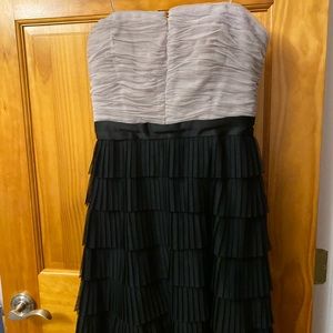 Max & Cleo gray and black ruffle cocktail dress
